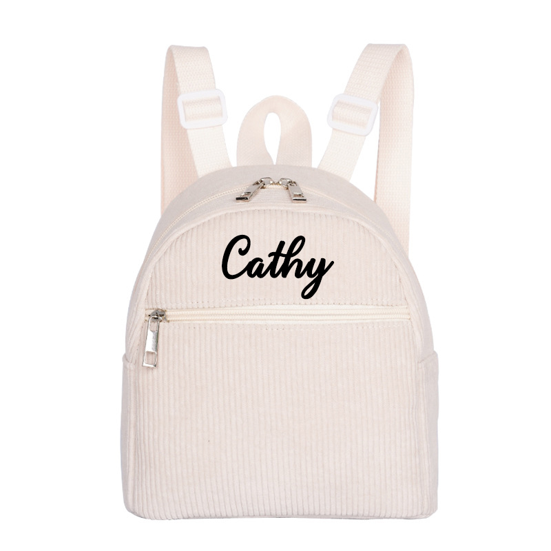 Baby Nursery Backpack - Custom Embroidered Name Corduroy Backpack Solid