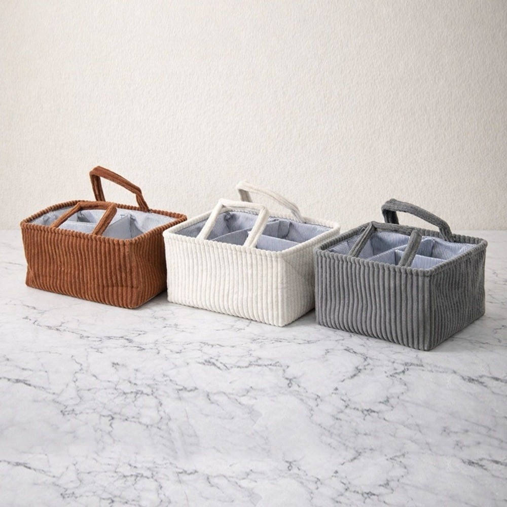 Baby Nursery Fabric - Corduroy Baby Diaper Caddy Organizer Large-capacity