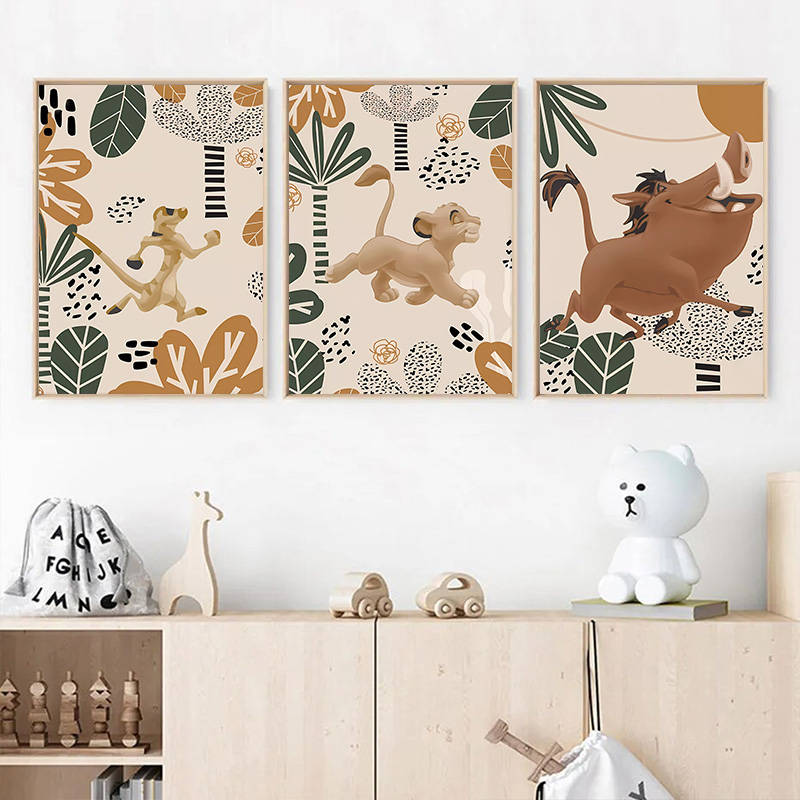 Baby Nursery Fabric - Kid Lion King Boho Posters and
