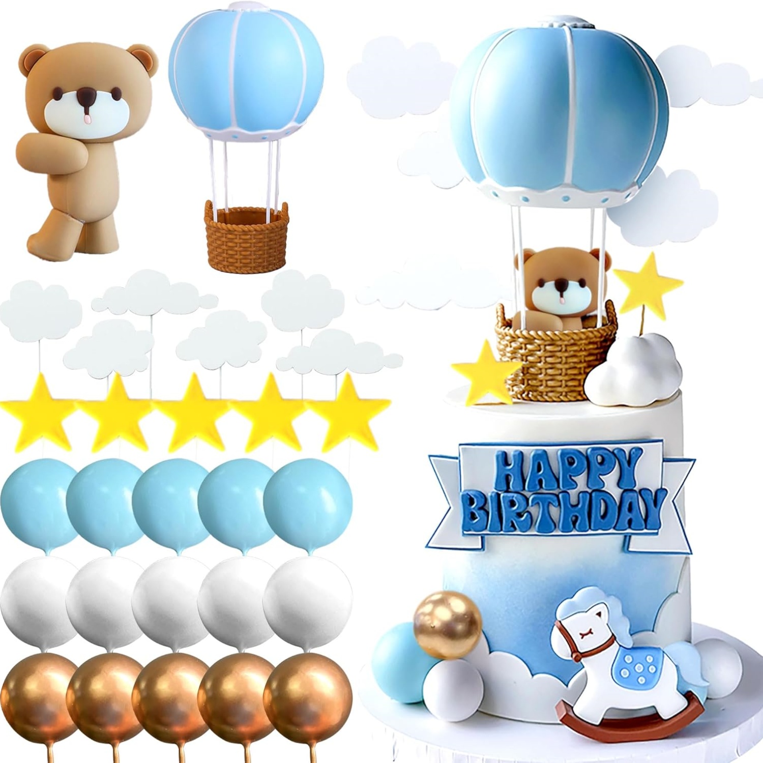 LaVenty Blue Pink Bear Cake De - огляд і ціна Baby Nursery Hot Air Balloon