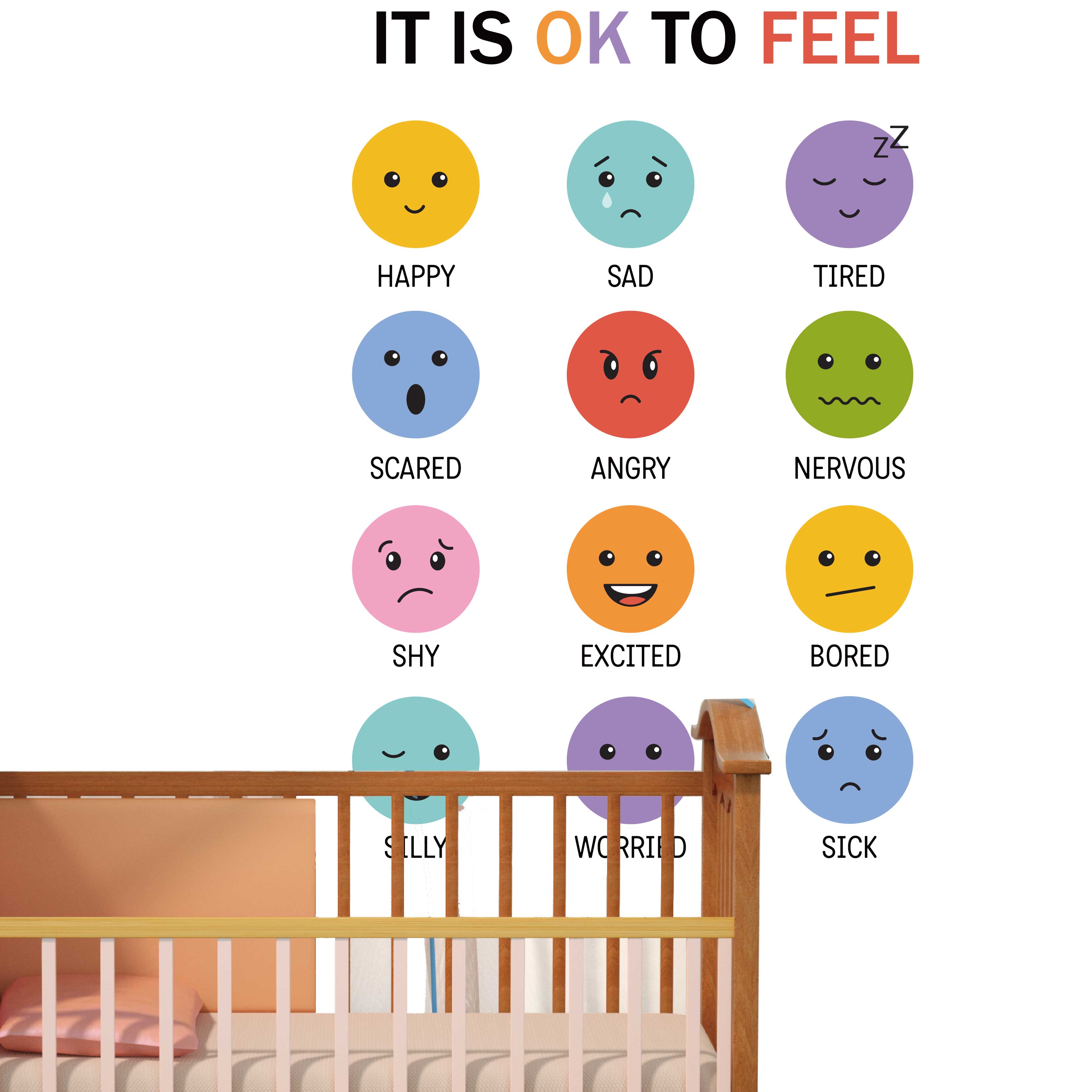 3D Colorful 12 Types of Emotic - огляд і ціна Baby Nursery Design