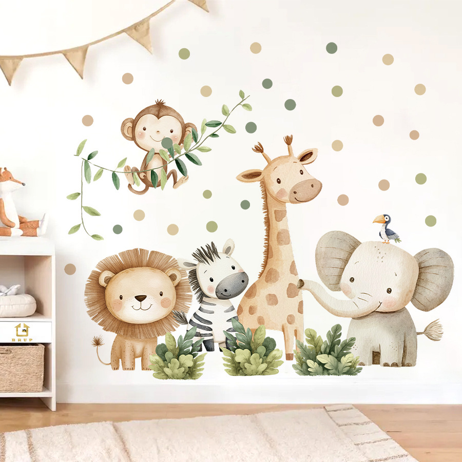 Jungle Animals Wall Stickers f - огляд і ціна Baby Nursery Jungle Wallpaper