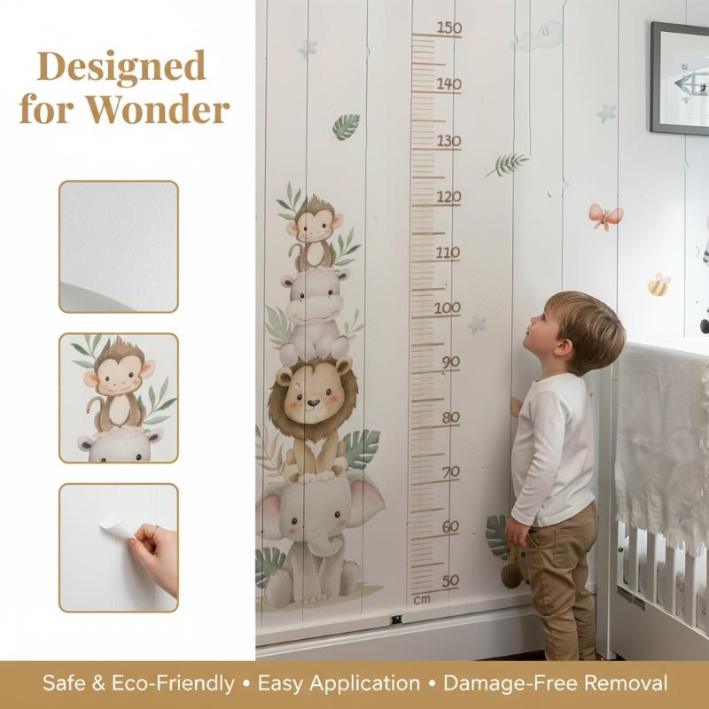 New Children's Growth Chart St - огляд і ціна Baby Nursery Jungle Wallpaper