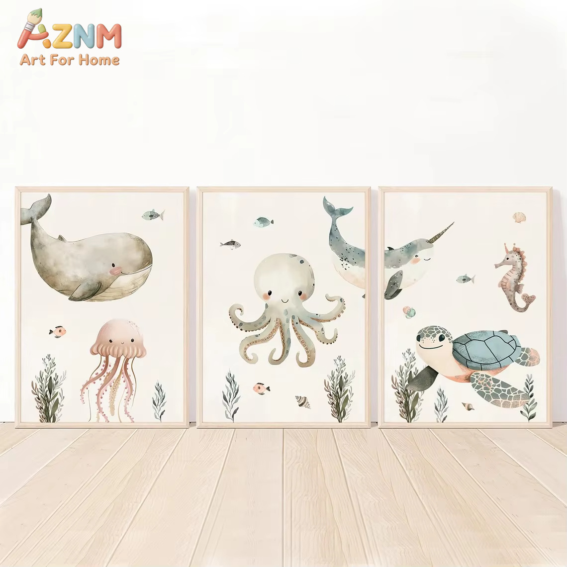 AZNM Watercolor Cute Ocean Ani - огляд і ціна Baby Nursery Ocean