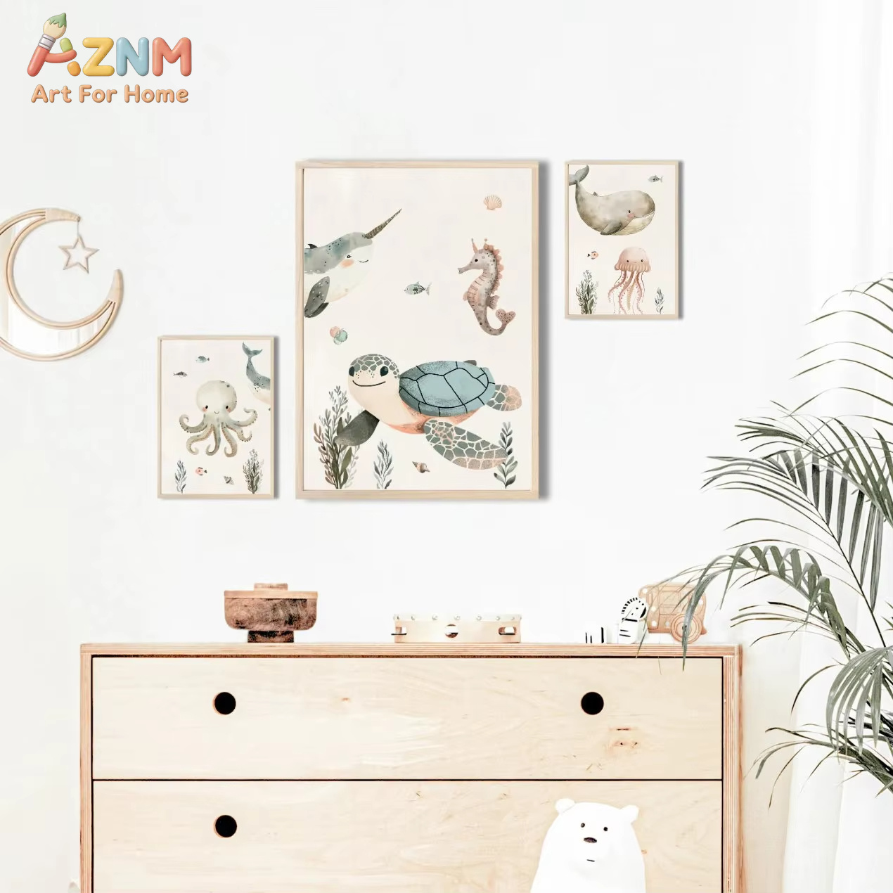 AZNM Watercolor Cute Ocean Ani - огляд і ціна Baby Nursery Ocean