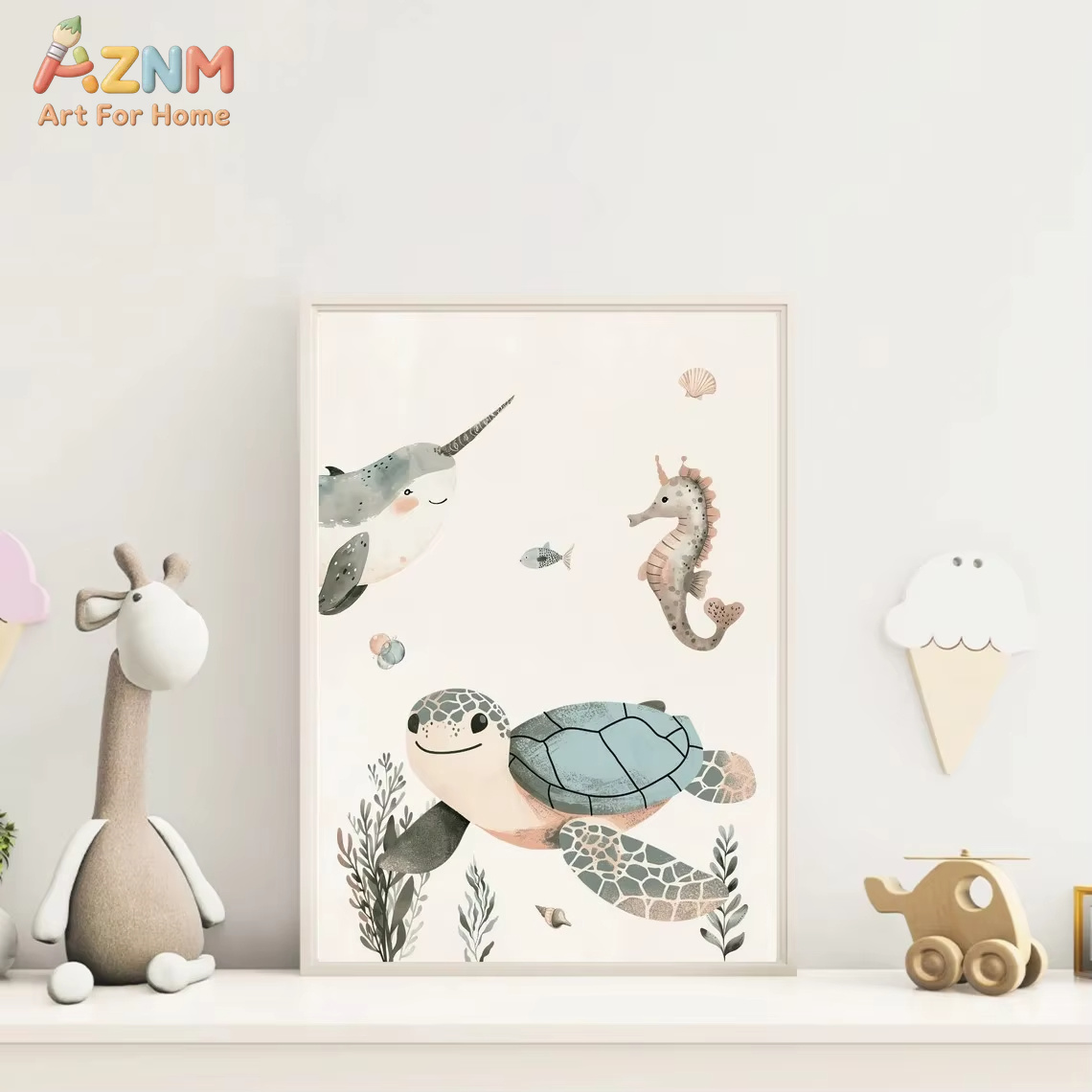AZNM Watercolor Cute Ocean Ani - огляд і ціна Baby Nursery Ocean