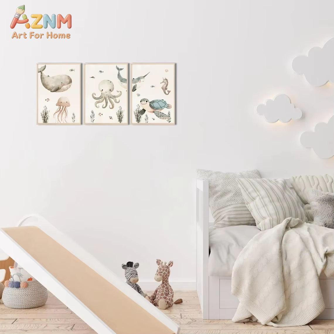 AZNM Watercolor Cute Ocean Ani - огляд і ціна Baby Nursery Ocean