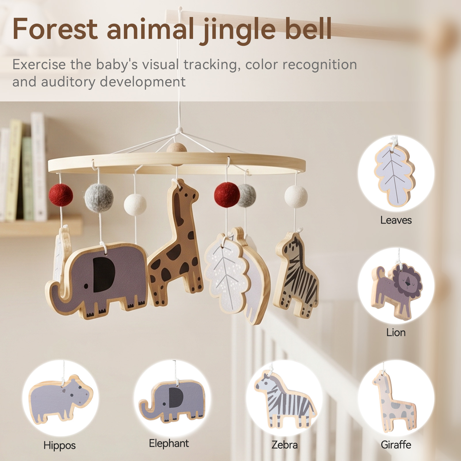 Wooden Forest Baby Bed Bell An - огляд і ціна Crib Mobile Musical