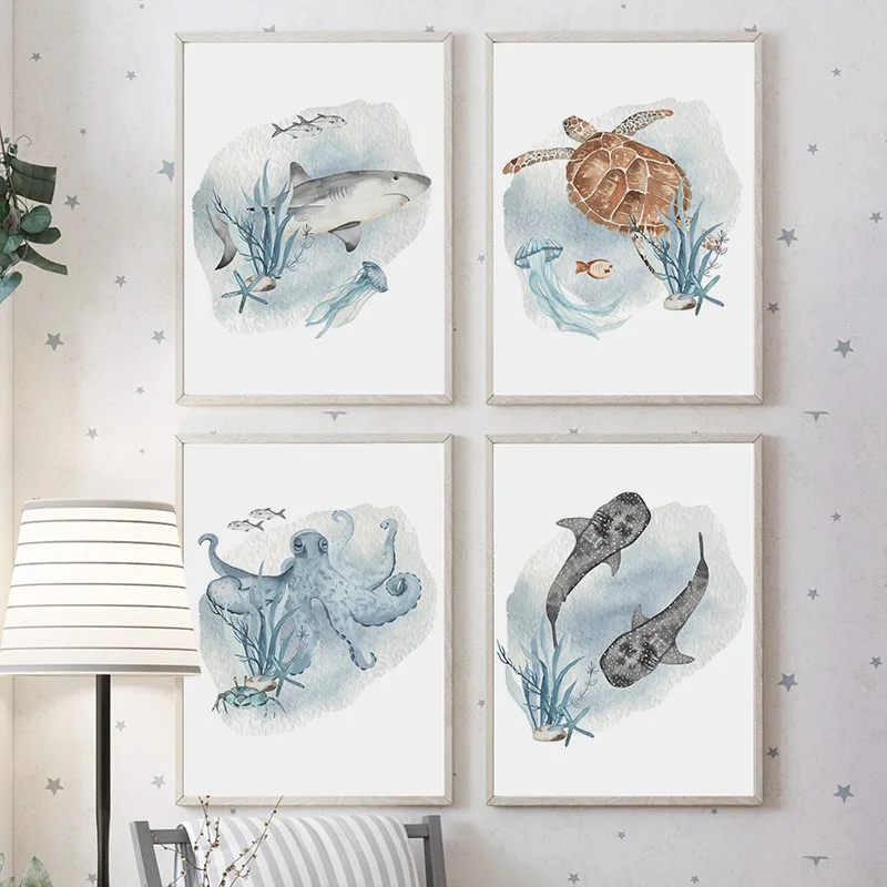 Posters And Prints Whale Fish  - огляд і ціна Baby Nursery Ocean