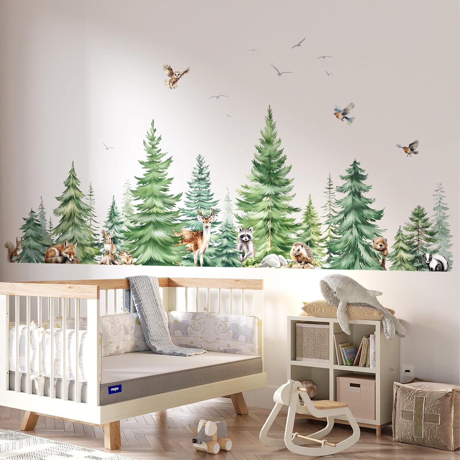 Large Watercolor Pine Tree Ani - огляд і ціна Baby Nursery Design