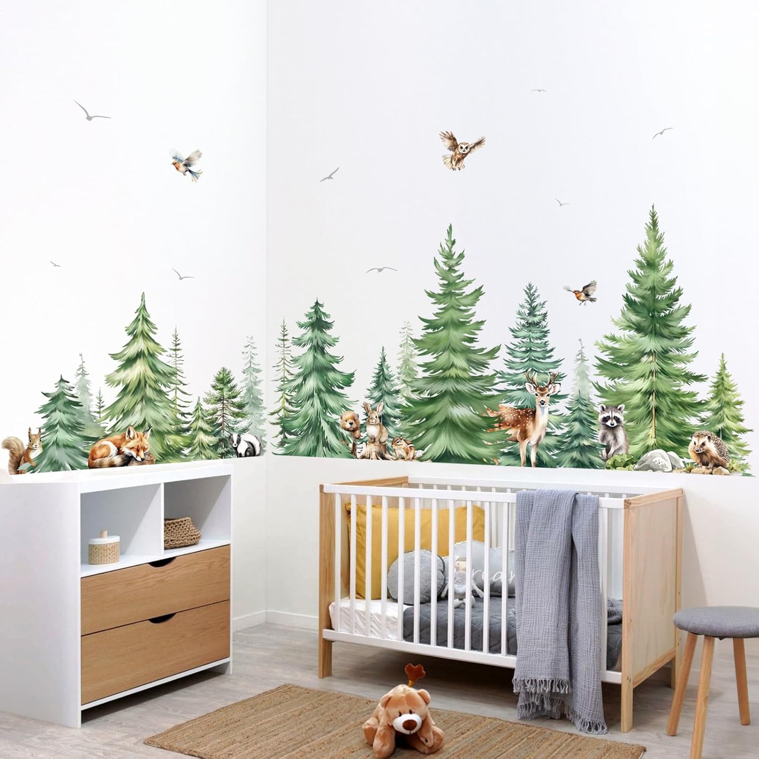 Large Watercolor Pine Tree Ani - огляд і ціна Baby Nursery Design