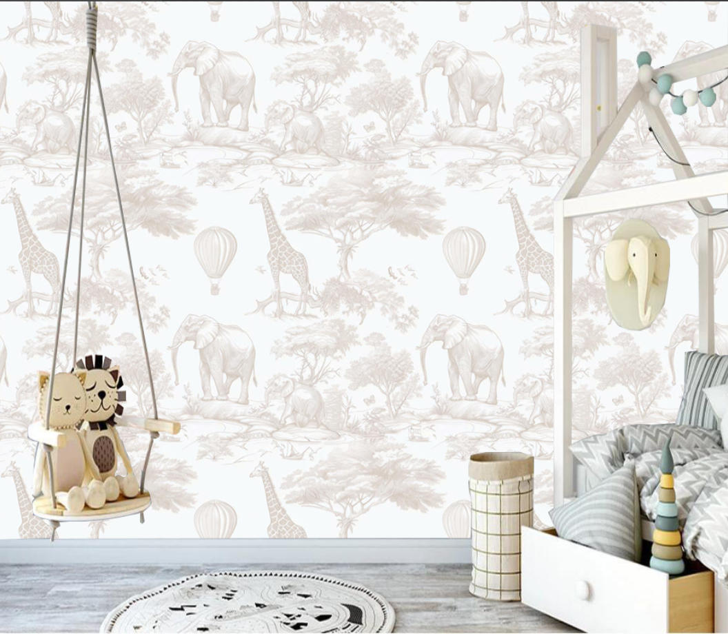 Custom Size 3D Mural Watercolo - огляд і ціна Baby Nursery Jungle Wallpaper