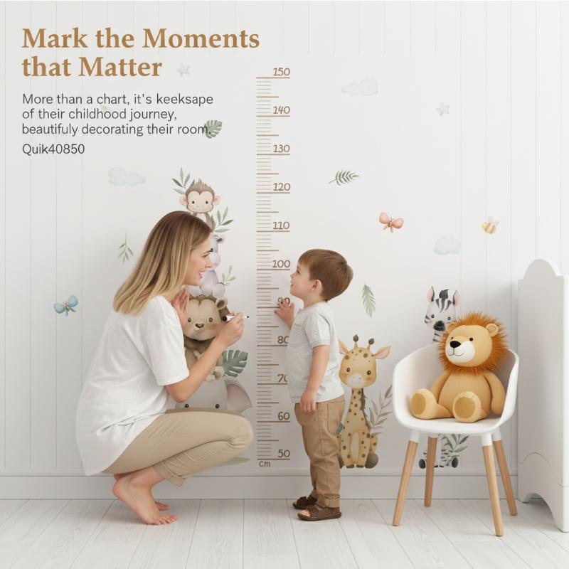 Children's Growth Chart Sticke - огляд і ціна Baby Nursery Jungle Wallpaper