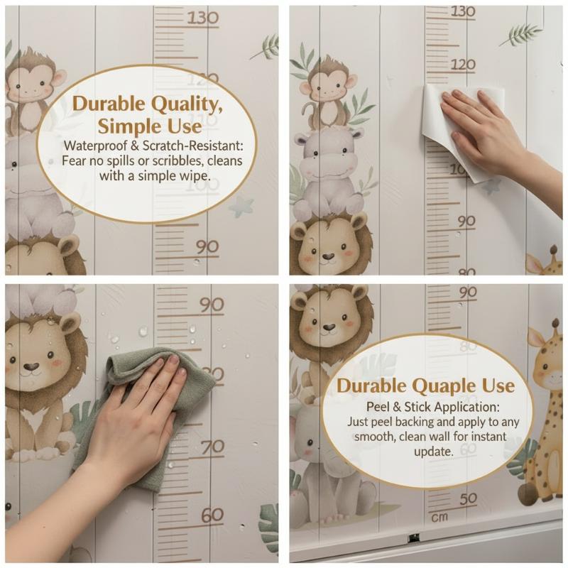 Children's Growth Chart Sticke - огляд і ціна Baby Nursery Jungle Wallpaper