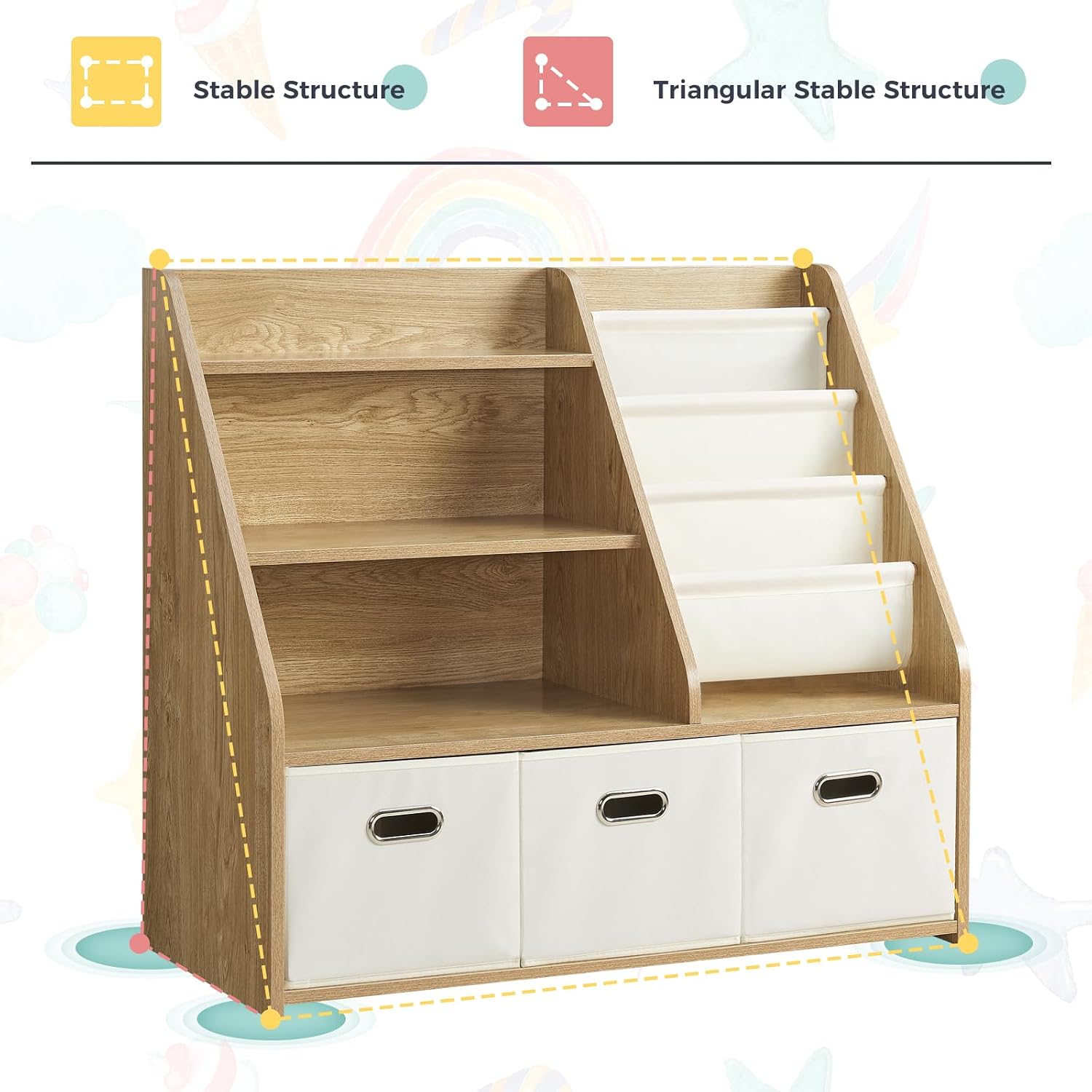 Montessori Wood Bookshelf & To - огляд і ціна Baby Nursery Fabric