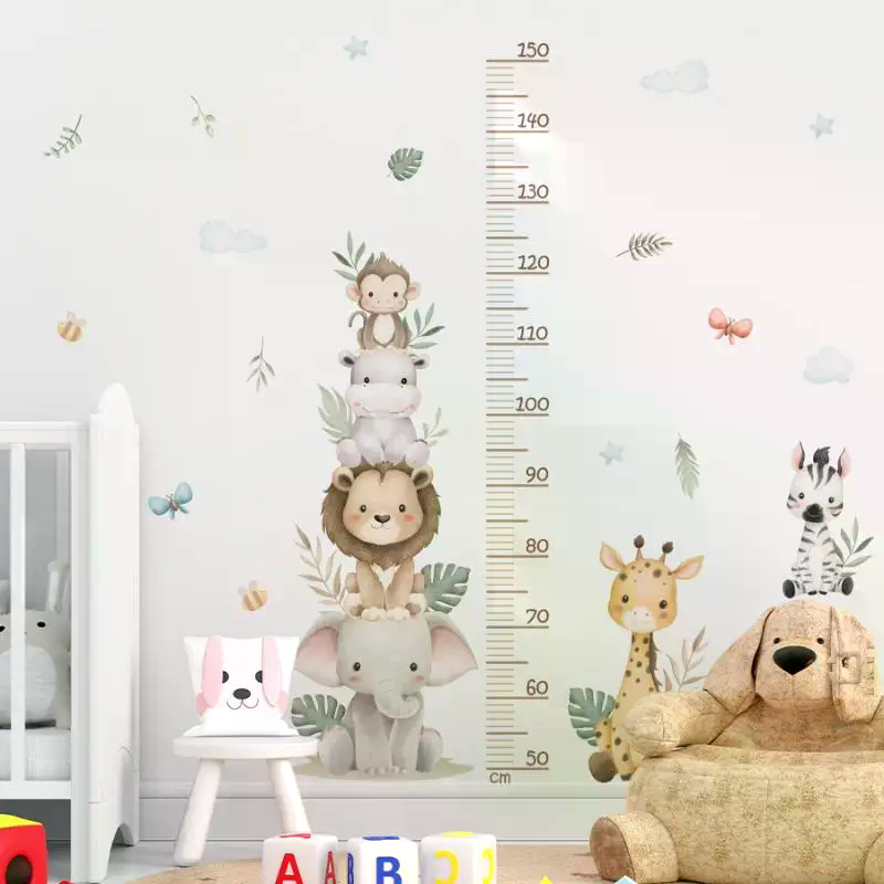 Children's Growth Chart Sticke - огляд і ціна Baby Nursery Jungle Wallpaper