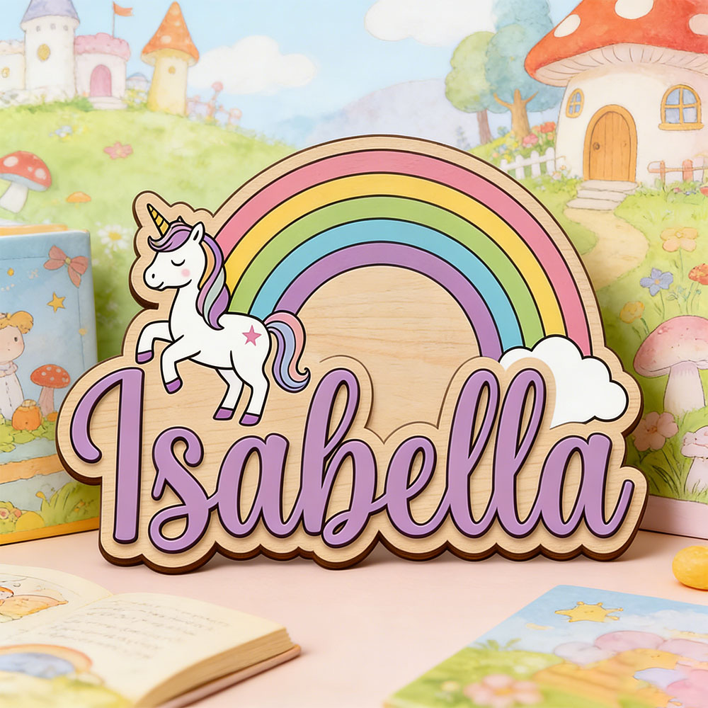 Unicorn & Pastel Rainbow Custo - огляд і ціна Baby Nursery Room