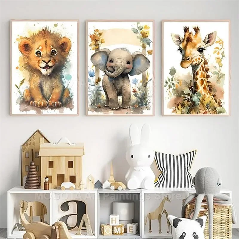 Watercolor Lion Giraffe Tiger  - огляд і ціна Baby Nursery Room