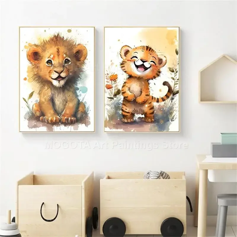 Watercolor Lion Giraffe Tiger  - огляд і ціна Baby Nursery Room
