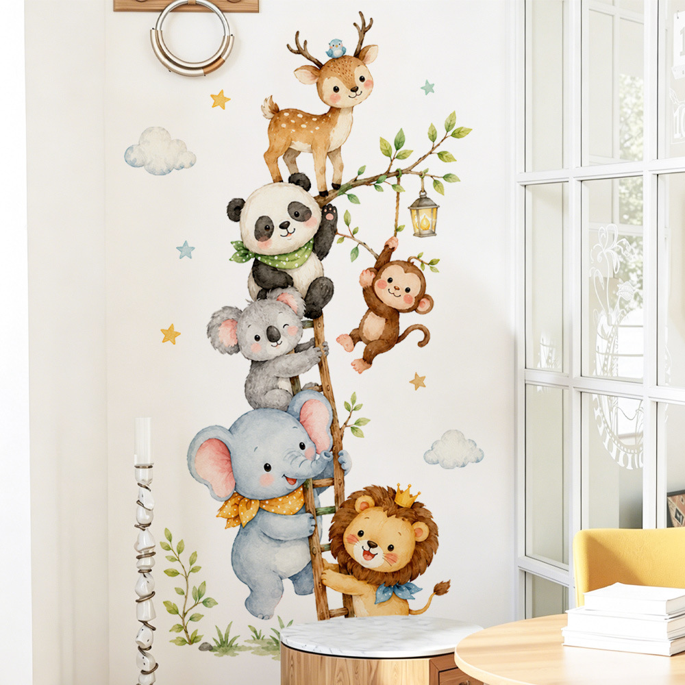 Kawaii Jungle Animals Wall Sti - огляд і ціна Baby Nursery Jungle Wallpaper