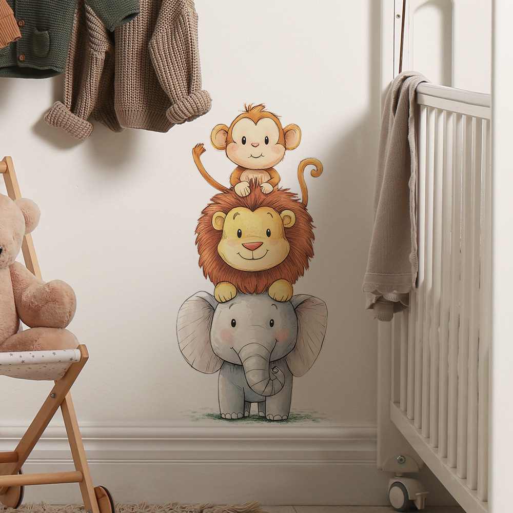 Kawaii Jungle Animals Wall Sti - огляд і ціна Baby Nursery Jungle Wallpaper