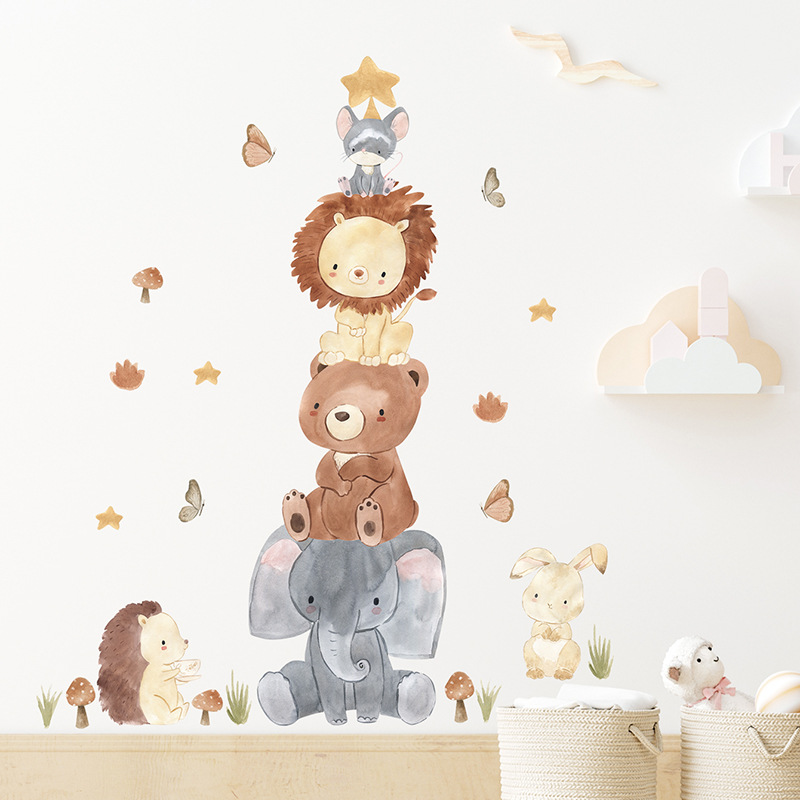 Kawaii Jungle Animals Wall Sti - огляд і ціна Baby Nursery Jungle Wallpaper