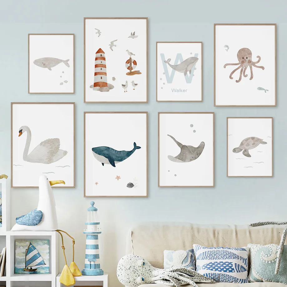 Custom Name Whale Octopus Turt - огляд і ціна Baby Nursery Ocean