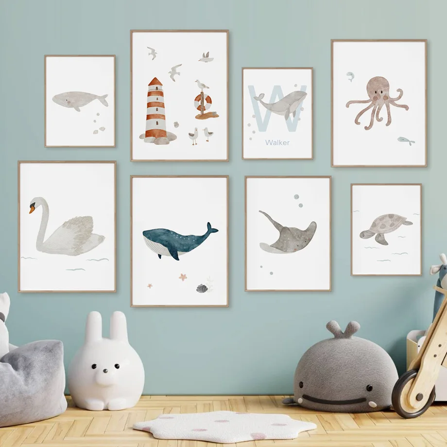Custom Name Whale Octopus Turt - огляд і ціна Baby Nursery Ocean
