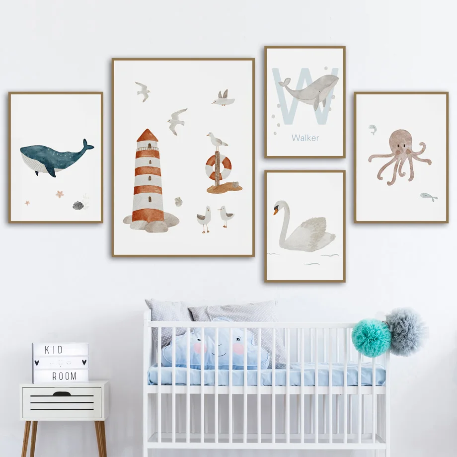 Custom Name Whale Octopus Turt - огляд і ціна Baby Nursery Ocean